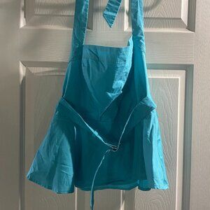 Blue Halter Top with Belt and Peplum